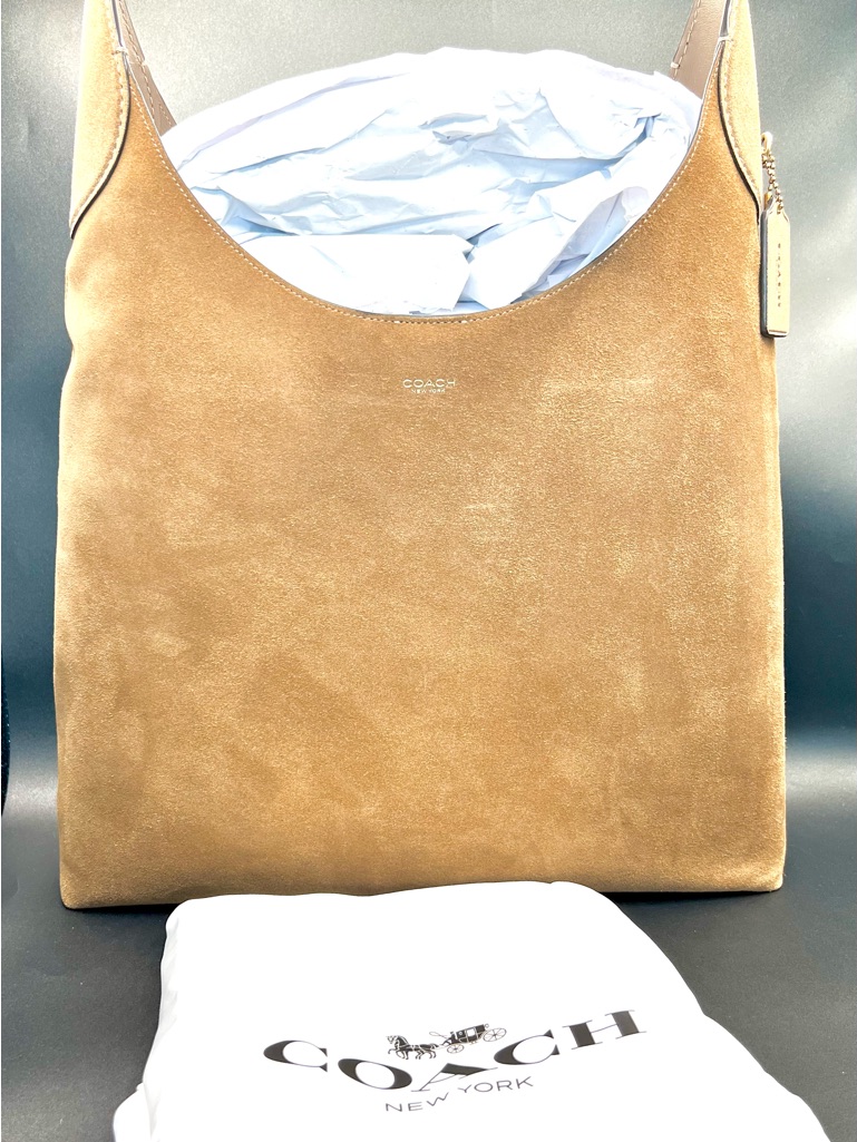 Coach Brooklyn Shoulder Bag 39 In Sand Suede With Logo Hang Tag & Dust Bag - Nwt